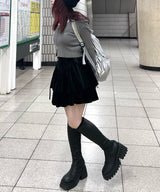 レースアップティアードミニスカート