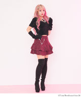 【新春セール】ビジューチェーン付ツイードティアードスカート【大きいサイズ有】