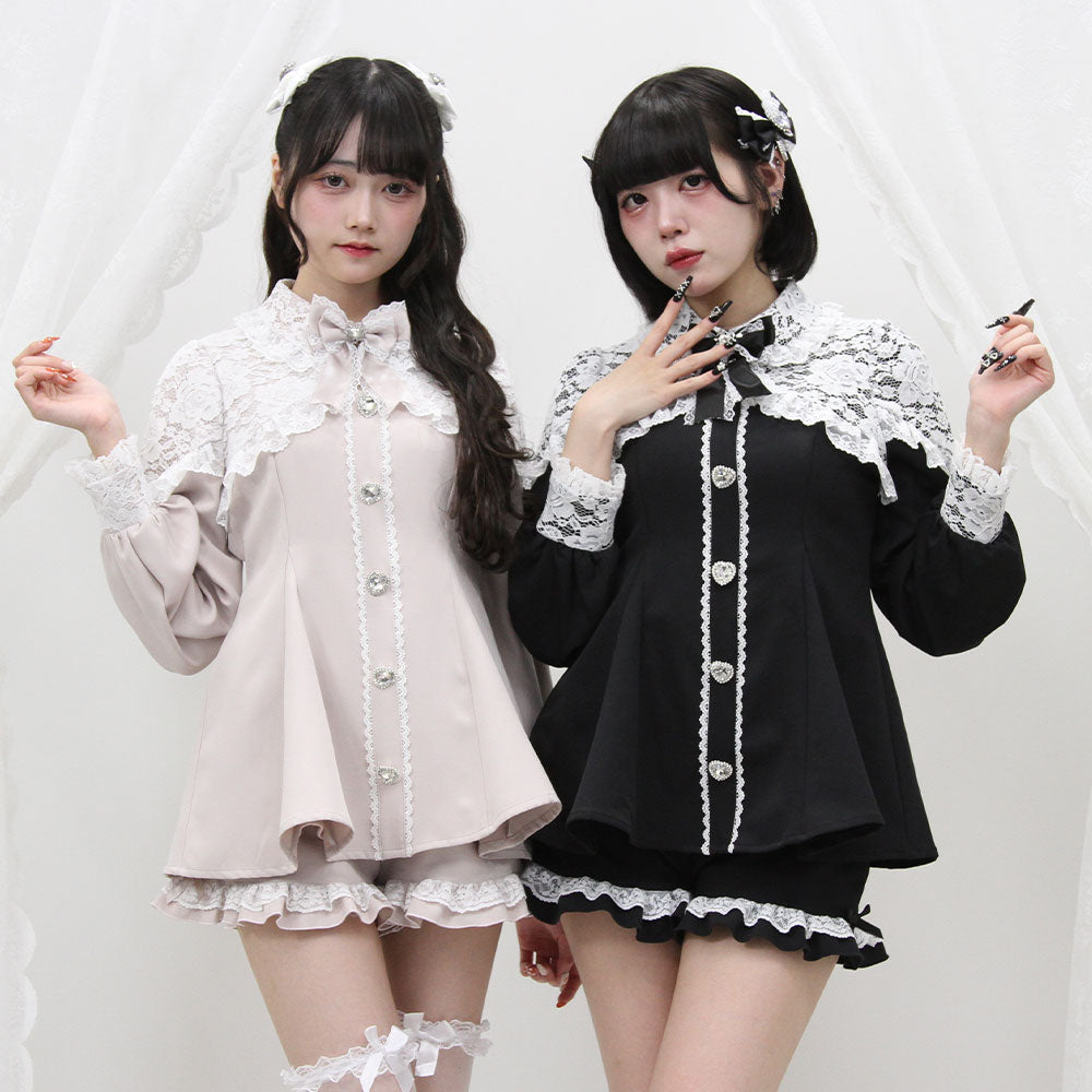 JEWELS、レイヤーフリルツイードビジューセットアップ JEWELS、レイヤーフリルツイードビジューセットアップ