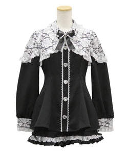 キラキラハートビジューレース重ねフリルセットアップ