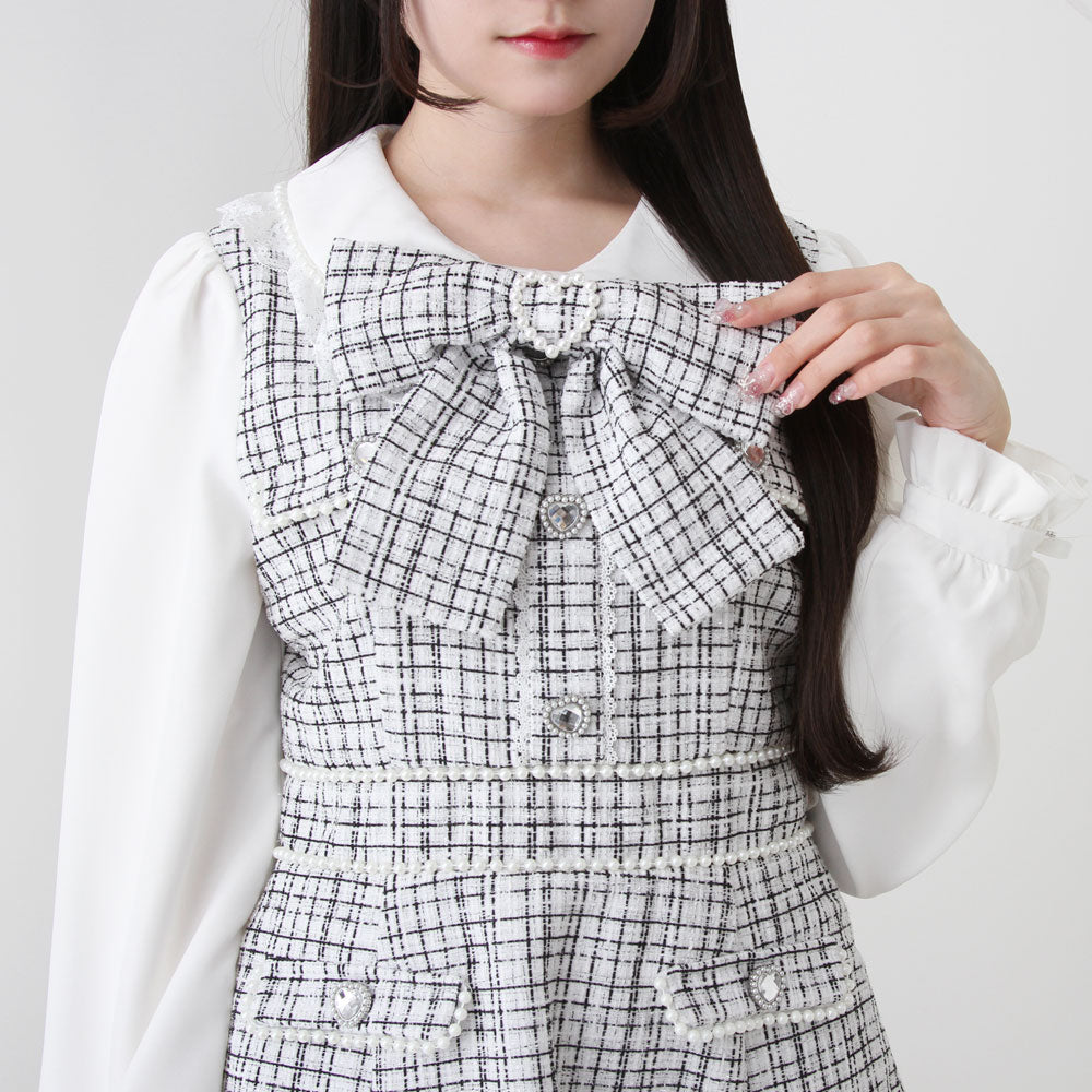 ハートパールお嬢様ツイードワンピース ハートパールお嬢様ツイードワンピース – レディース