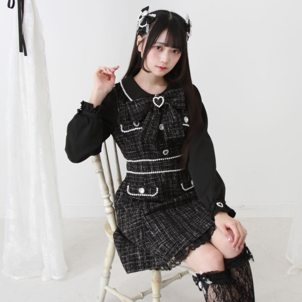 ハートパールお嬢様ツイードワンピース – レディースファッション通販