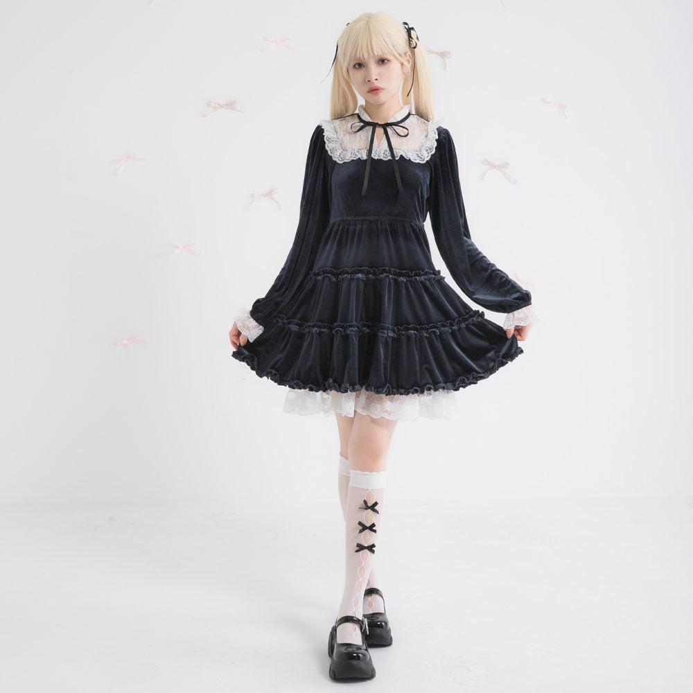 セール2日迄❣️ アナスイ　ベロアレースワンピース 楽天市場】【再入荷♪9/19 20時】（S~3L対応）（黒）（ブラック