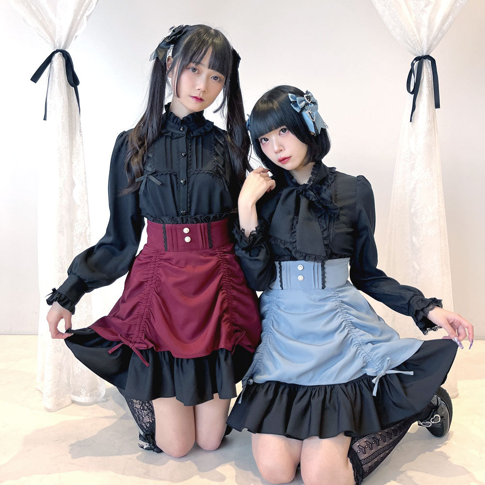 ヤマドレ　トロトロスカート 小花柄タックギャザースカート/洗える(ロング・マキシ丈スカート