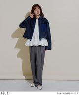 デニムチュール被せショートシャツ