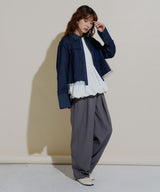 デニムチュール被せショートシャツ