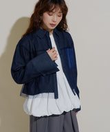 デニムチュール被せショートシャツ