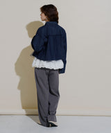 デニムチュール被せショートシャツ