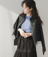 デニムチュール被せショートシャツ