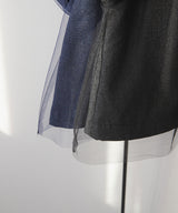 デニムチュール被せショートシャツ