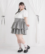 【4L~6L】レースアップコルセットティアードミニスカート