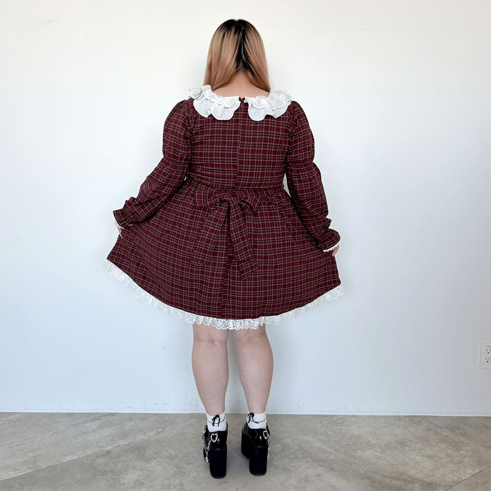 4L~6L】レースフリルクラシカルチェックワンピース – レディース