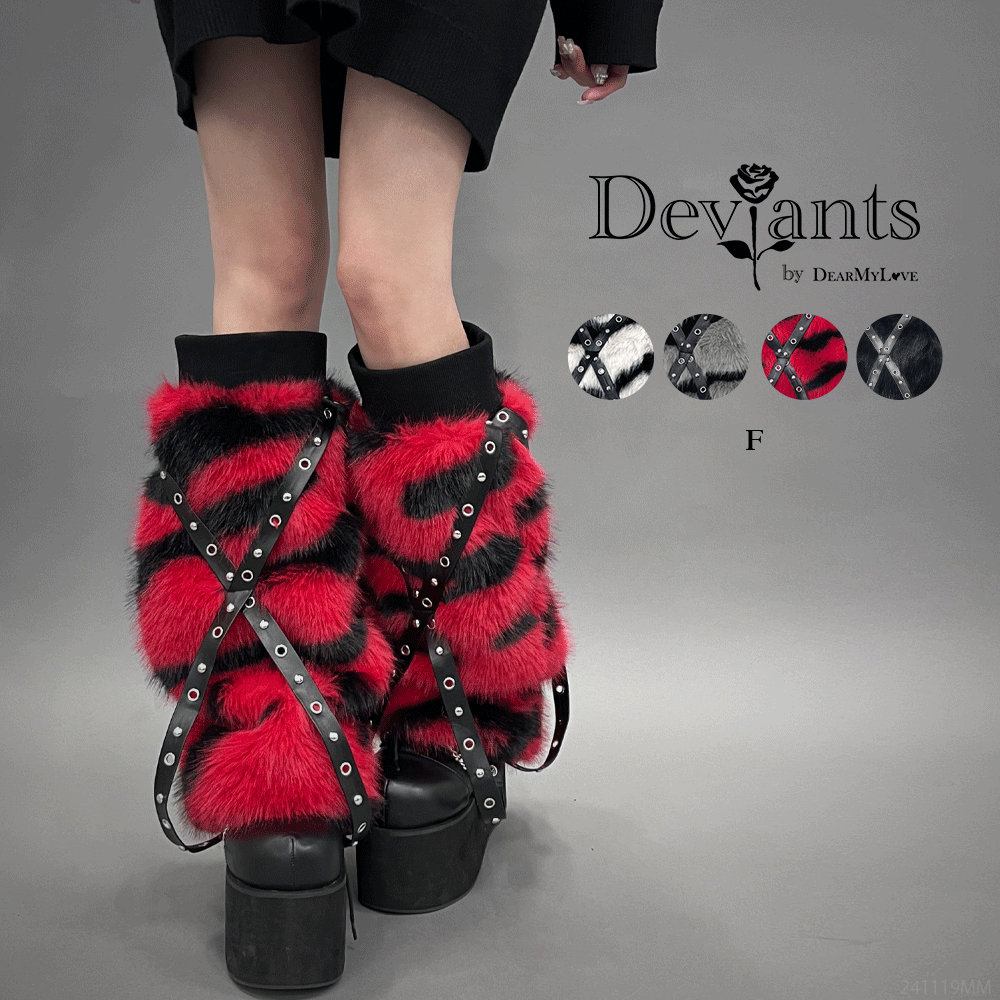 夢展望 Deviants スタッズクロスフレードファー レッグウォーマー スタッズクロスブレードファーレッグウォーマー – レディース
