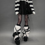 【新春セール】スタッズクロスブレードファーレッグウォーマー