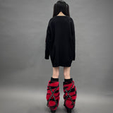 【新春セール】スタッズクロスブレードファーレッグウォーマー