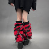 【新春セール】スタッズクロスブレードファーレッグウォーマー