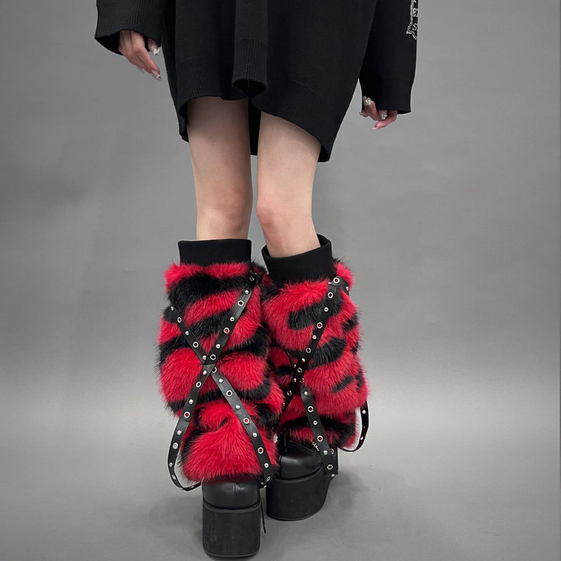 スタッズクロスブレードファーレッグウォーマー – レディース