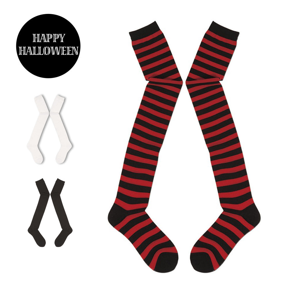 メール便】無地・ボーダーニーハイソックス【ハロウィン メール便】無地・ボーダーニーハイソックス【ハロウィン