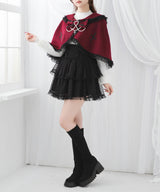 十字架バラレースフリルパールケープ