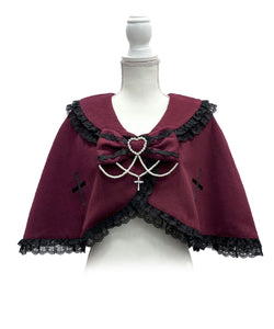 十字架バラレースフリルパールケープ