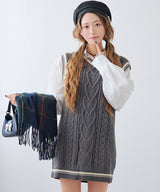 シャツドッキングニットベストワンピース