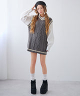 シャツドッキングニットベストワンピース