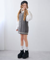 シャツドッキングニットベストワンピース