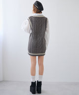 シャツドッキングニットベストワンピース