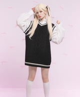 シャツドッキングニットベストワンピース