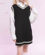 シャツドッキングニットベストワンピース