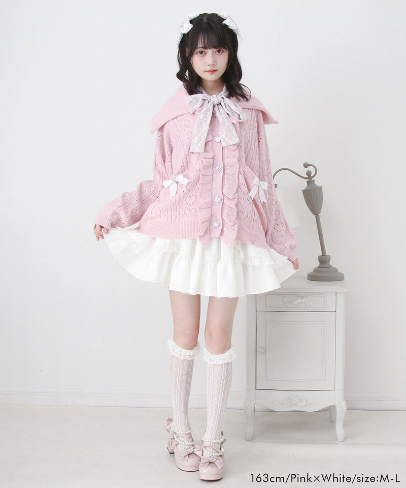 セーラ襟フリルカーディガン【ニット】