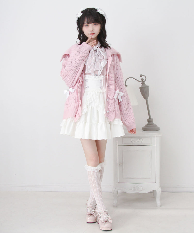 セーラ襟フリルカーディガン【ニット】