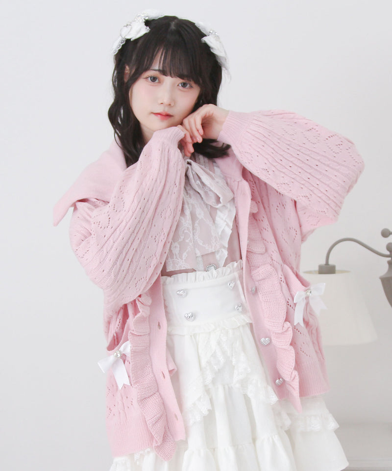 セーラ襟フリルカーディガン【ニット】