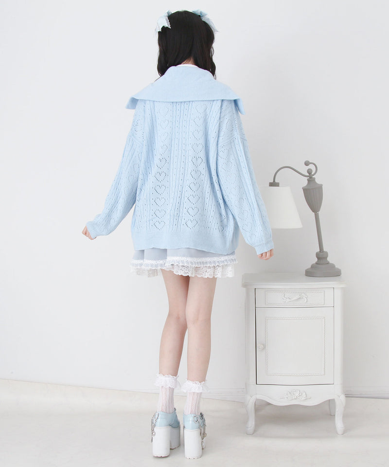 セーラ襟フリルカーディガン【ニット】