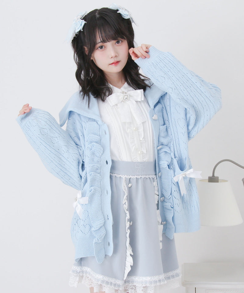 セーラ襟フリルカーディガン【ニット】