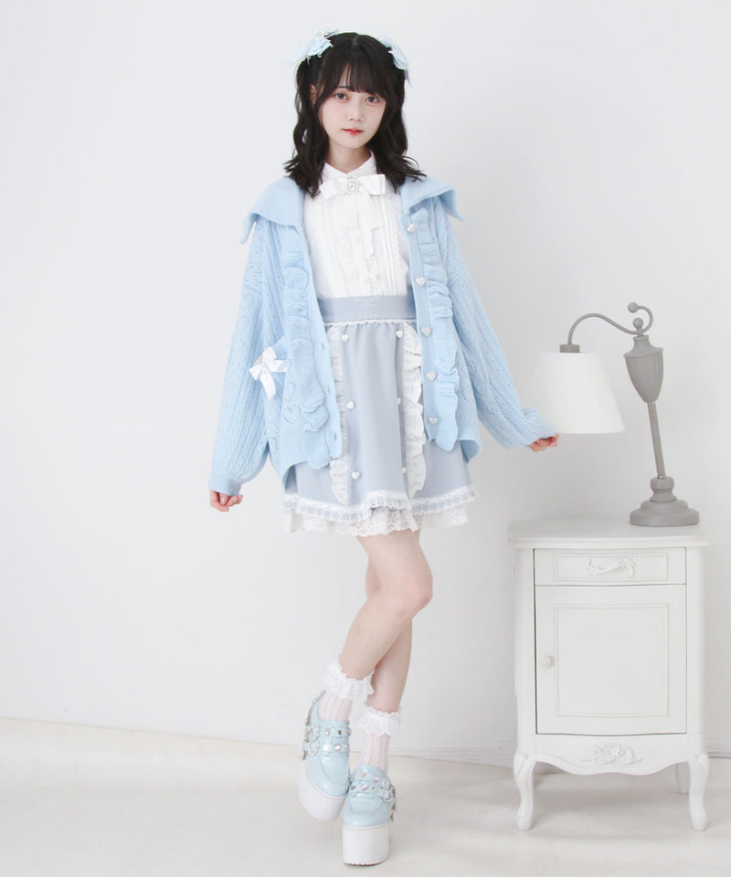 セーラ襟フリルカーディガン【ニット】