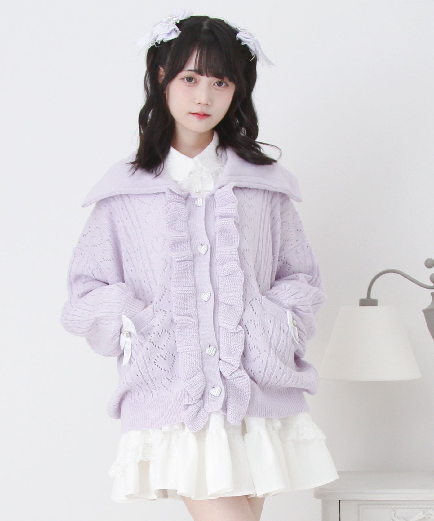 LOUIS VUITTON ボリュームフリル襟デザインふんわりカーディガン LOUIS VUITTON ボリュームフリル襟デザインふんわりカーディガン