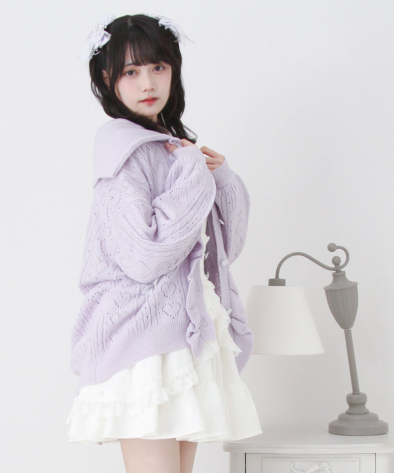 セーラ襟フリルカーディガン【ニット】