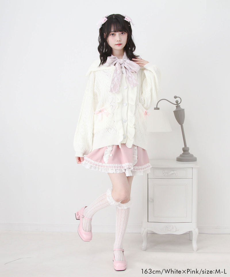 セーラ襟フリルカーディガン【ニット】