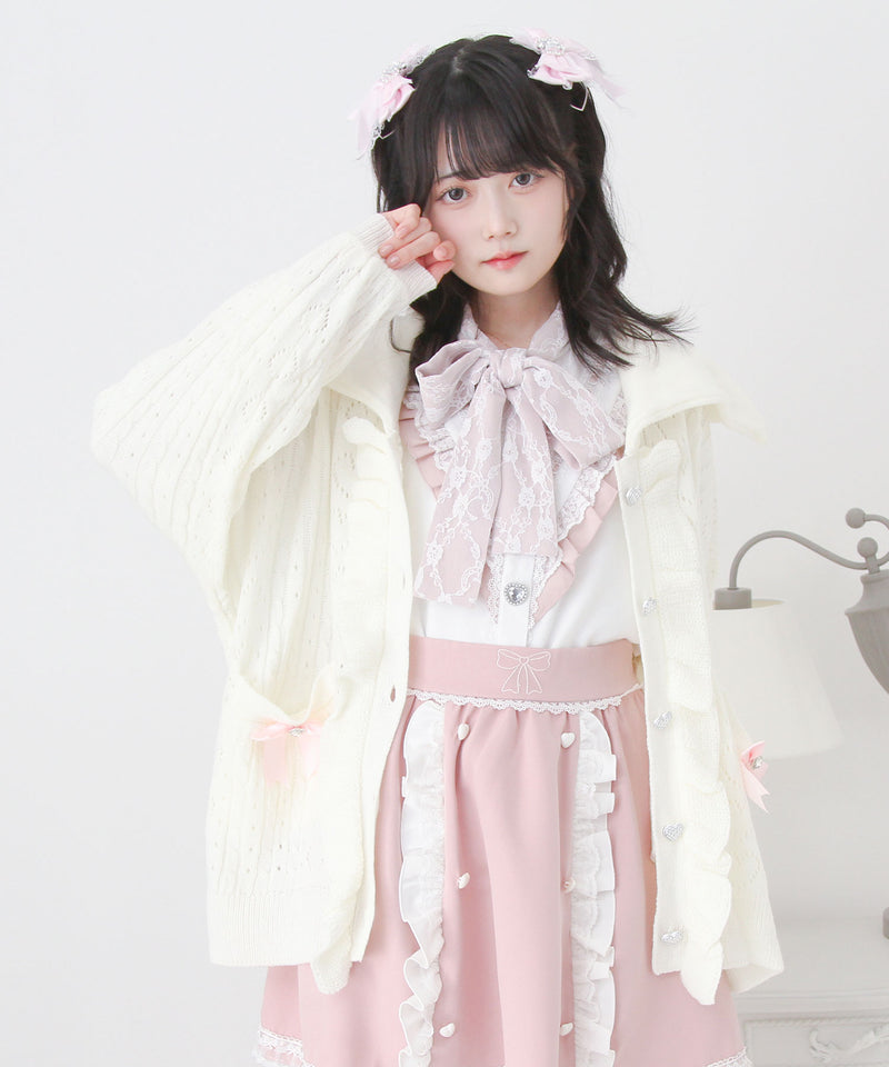 セーラ襟フリルカーディガン【ニット】