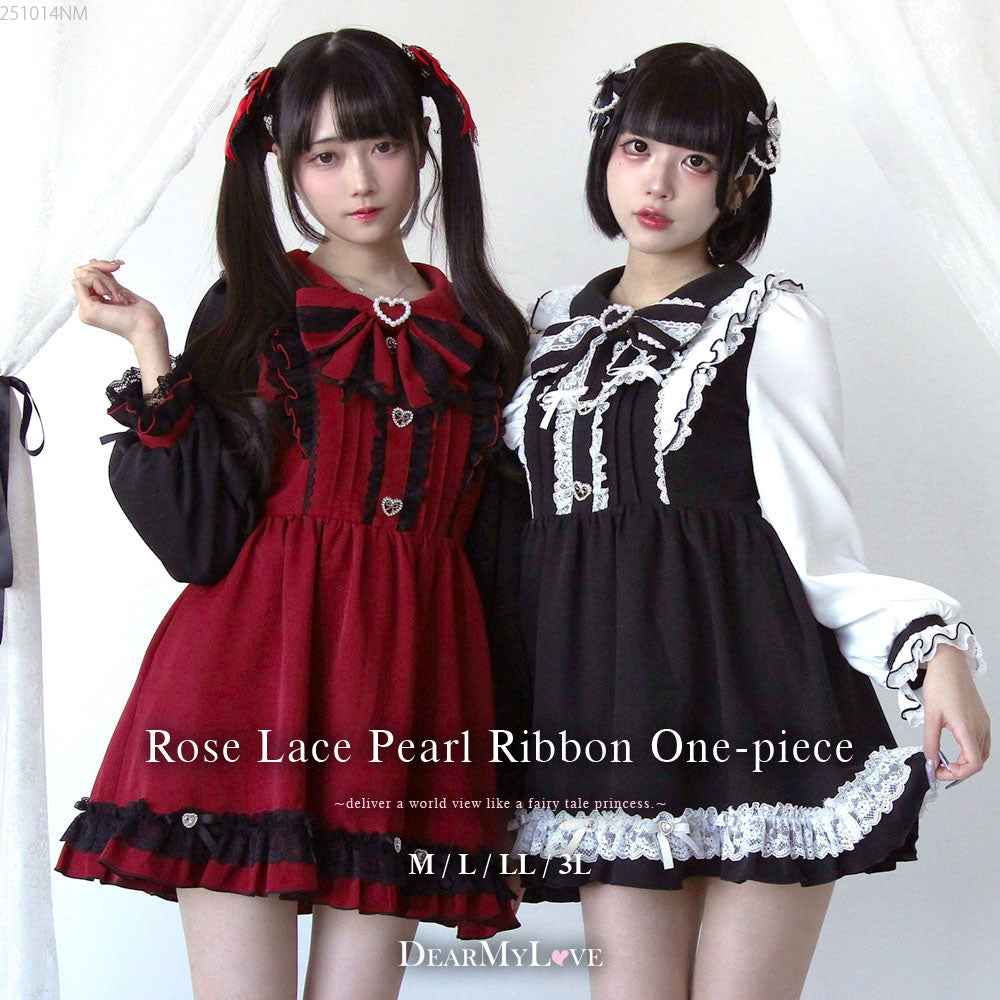 夢展望 バラレースパールリボンハートビジューワンピース　チェックグレー４Lサイズ バラレースパールリボンハートビジューワンピース – レディース