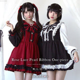 バラレースパールリボンハートビジューワンピース