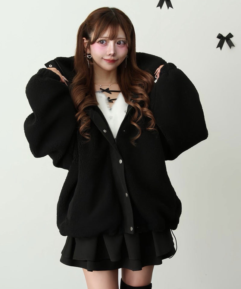 ビジューふわふわシャギーニットカーディガン