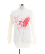 ふわふわダメージ加工バタフライビジューニットトップス