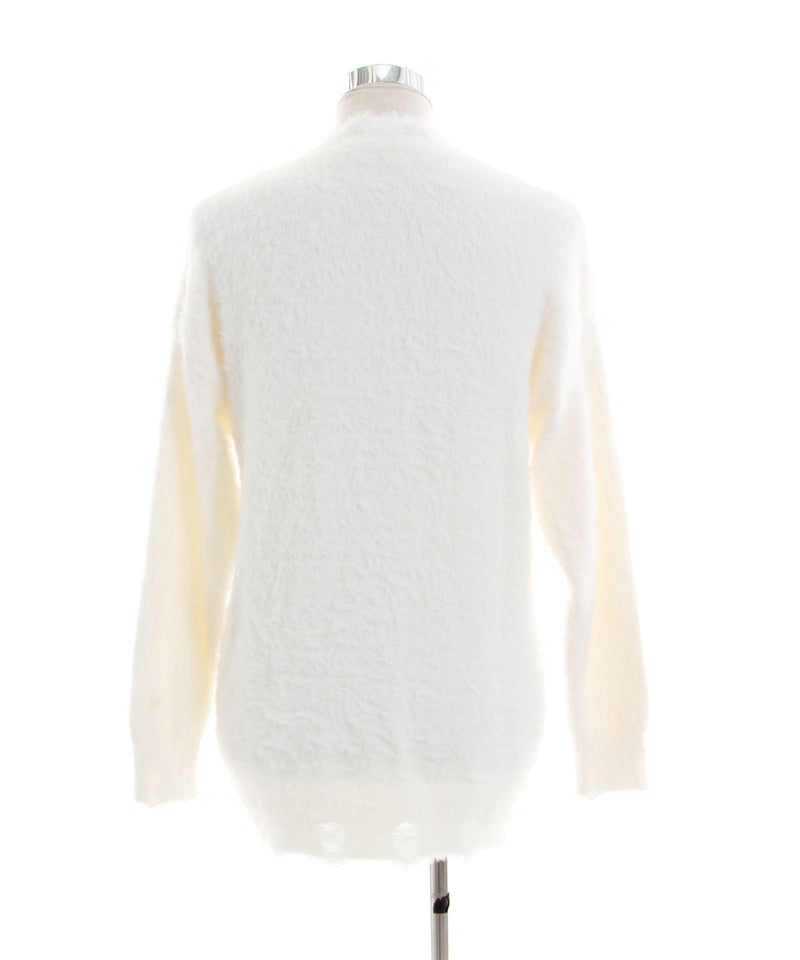 ふわふわダメージ加工バタフライビジューニットトップス