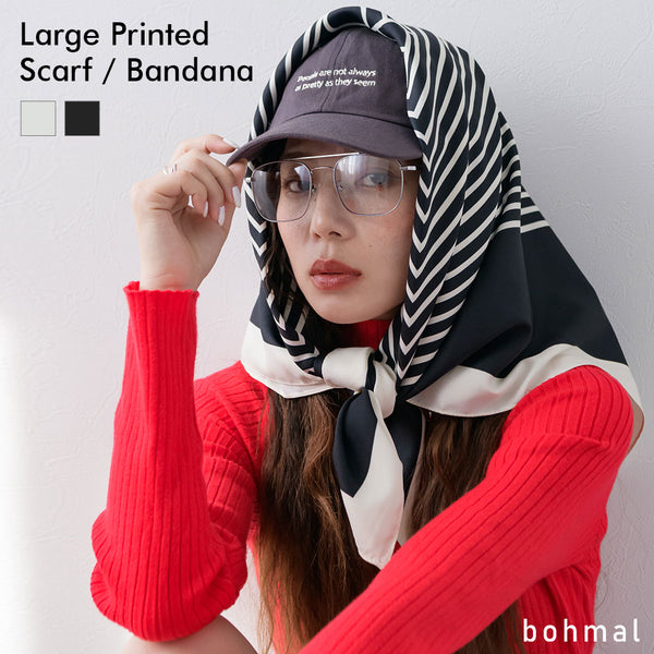 【最上もが着用】【メール便】プリント大判スカーフ/バンダナ