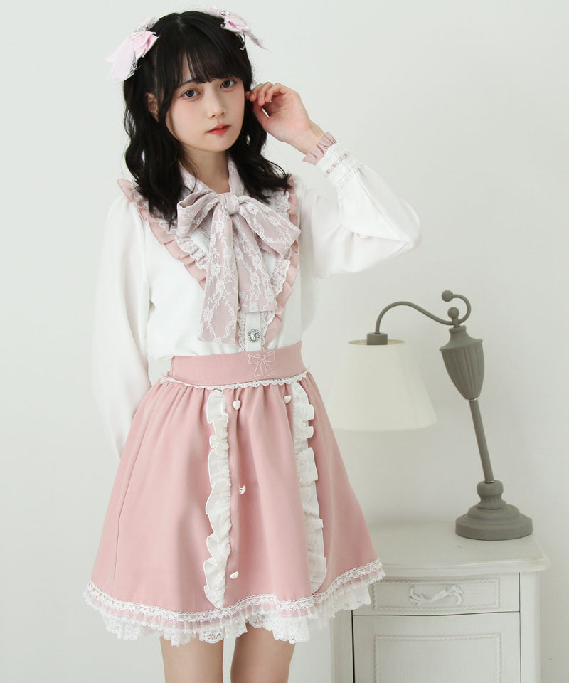 リボン刺繍ギャザースカート