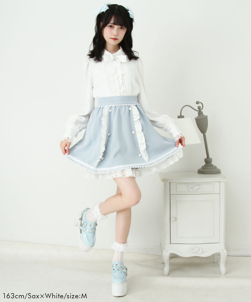 リボン刺繍ギャザースカート