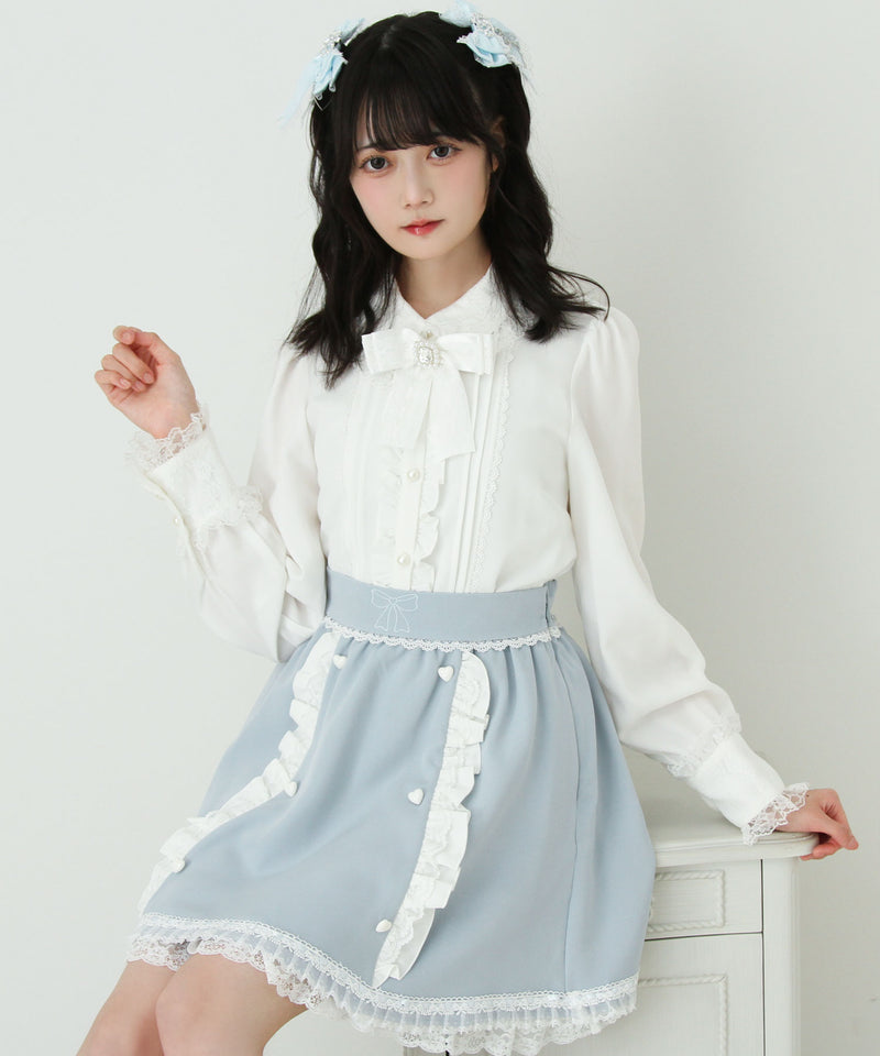 リボン刺繍ギャザースカート