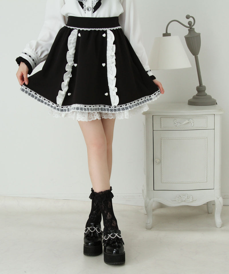 リボン刺繍ギャザースカート